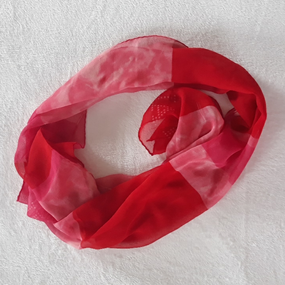 Nina Ricci Red and Pink Silk Scarf